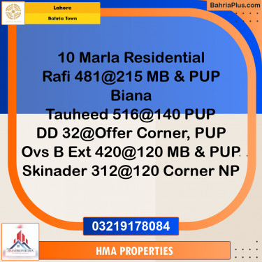 10 Marla Residential Plot for Sale in Bahria Town, Lahore - (BP-252606)