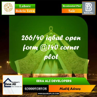 Residential Plot for Sale in Bahria Town, Lahore - (BP-252625)