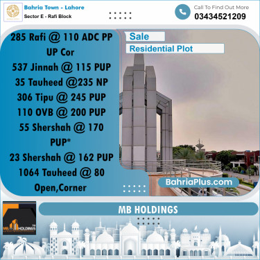 5 Marla Residential Plot for Sale in Sector E - Rafi Block -  Bahria Town, Lahore - (BP-252636)