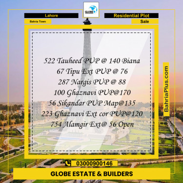 Residential Plot for Sale in Bahria Town, Lahore - (BP-252644)