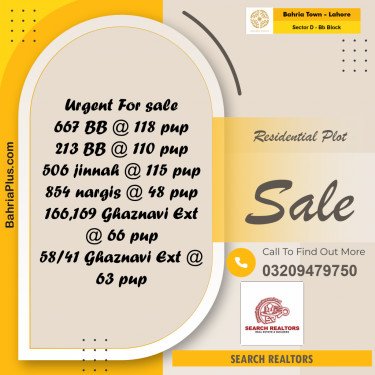 5 Marla Residential Plot for Sale in Sector D - BB Block -  Bahria Town, Lahore - (BP-252656)