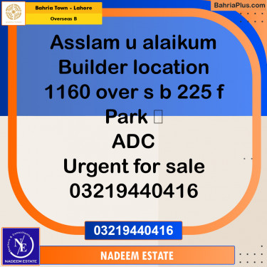 Residential Plot for Sale in Overseas B -  Bahria Town, Lahore - (BP-252661)