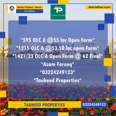 5 Marla Residential Plot for Sale in OLC-A Block -  Bahria Orchard, Lahore - (BP-252693)
