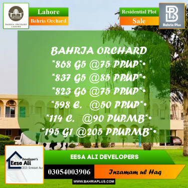 Residential Plot for Sale in Bahria Orchard, Lahore - (BP-252705)