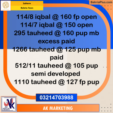 Residential Plot for Sale in Bahria Town, Lahore - (BP-252768)