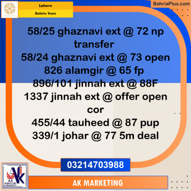 Residential Plot for Sale in Bahria Town, Lahore - (BP-252770)