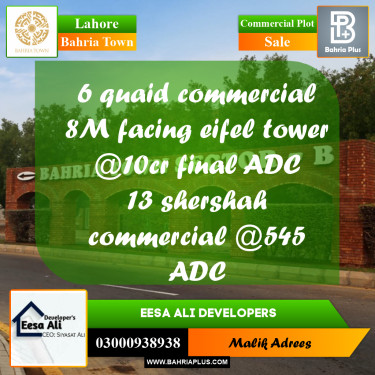 Commercial Plot for Sale in Bahria Town, Lahore - (BP-252776)