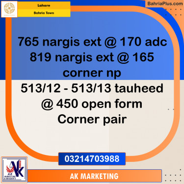 Residential Plot for Sale in Bahria Town, Lahore - (BP-252782)