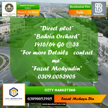5 Marla Residential Plot for Sale in Phase 4 - G6 Block -  Bahria Orchard, Lahore - (BP-252796)