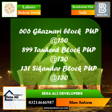 Residential Plot for Sale in Bahria Town, Lahore - (BP-252804)