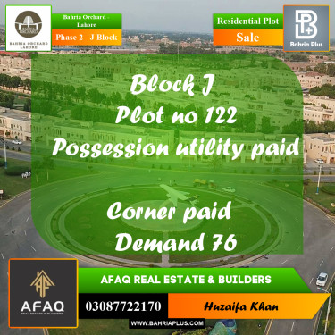 8 Marla Residential Plot for Sale in Phase 2 - J Block -  Bahria Orchard, Lahore - (BP-252875)