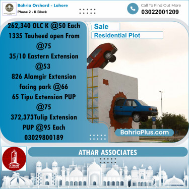 5 Marla Residential Plot for Sale in Phase 2 - K Block -  Bahria Orchard, Lahore - (BP-252911)