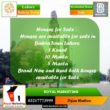 Residential House for Sale in Bahria Town, Lahore - (BP-252925)