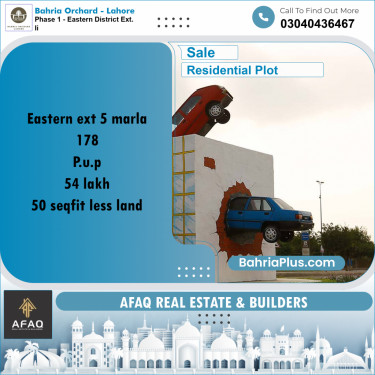 5 Marla Residential Plot for Sale in Phase 1 - Eastern District Ext. II -  Bahria Orchard, Lahore - (BP-252937)