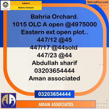 Residential Plot for Sale in Bahria Orchard, Lahore - (BP-252976)