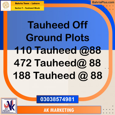 10 Marla Residential Plot for Sale in Sector F - Tauheed Block -  Bahria Town, Lahore - (BP-252978)
