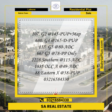 Residential Plot for Sale in Bahria Town, Lahore - (BP-253004)