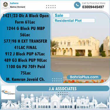 Residential Plot for Sale in Bahria Orchard, Lahore - (BP-253021)