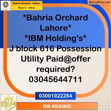 8 Marla Residential Plot for Sale in Phase 2 - J Block -  Bahria Orchard, Lahore - (BP-253057)