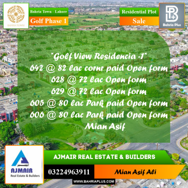 Residential Plot for Sale in Golf Phase 1 -  Bahria Town, Lahore - (BP-253075)