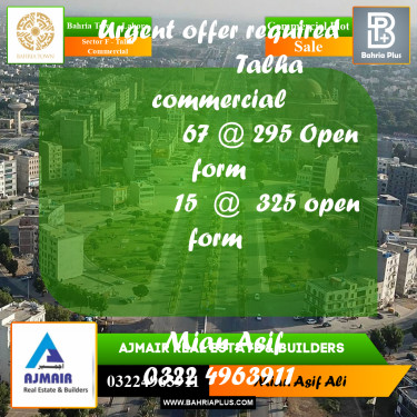Commercial Plot for Sale in Sector F - Talha Commercial -  Bahria Town, Lahore - (BP-253078)