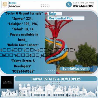 Residential Plot for Sale in Bahria Town, Lahore - (BP-253096)