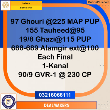 Residential Plot for Sale in Bahria Town, Lahore - (BP-253117)