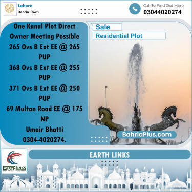 1 Kanal Residential Plot for Sale in Bahria Town, Lahore - (BP-253142)