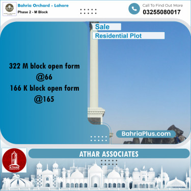 8 Marla Residential Plot for Sale in Phase 2 - M Block -  Bahria Orchard, Lahore - (BP-253160)