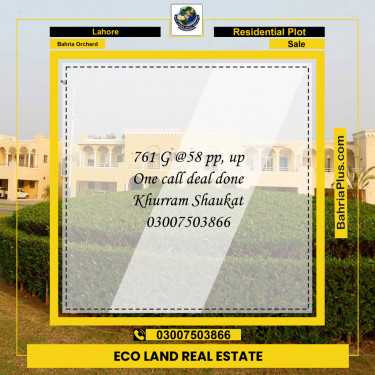Residential Plot for Sale in Bahria Orchard, Lahore - (BP-253162)
