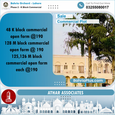 5 Marla Commercial Plot for Sale in Phase 2 - K Block Commercial -  Bahria Orchard, Lahore - (BP-253165)