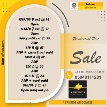 5 Marla Residential Plot for Sale in Bahria Orchard, Lahore - (BP-253210)