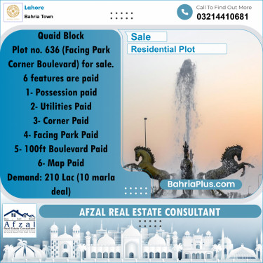 Residential Plot for Sale in Bahria Town, Lahore - (BP-253226)