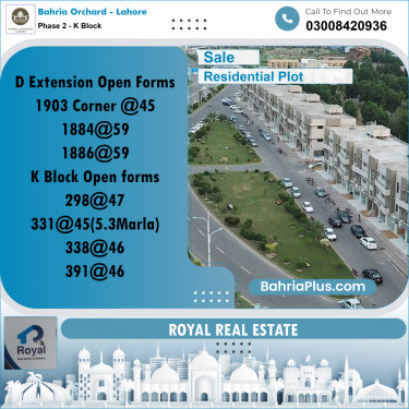 5 Marla Residential Plot for Sale in Phase 2 - K Block -  Bahria Orchard, Lahore - (BP-253280)