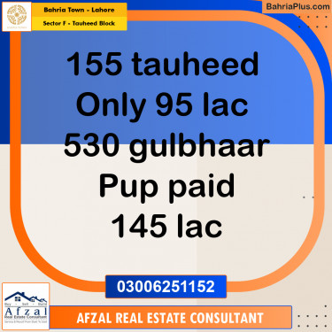 10 Marla Residential Plot for Sale in Sector F - Tauheed Block -  Bahria Town, Lahore - (BP-253288)