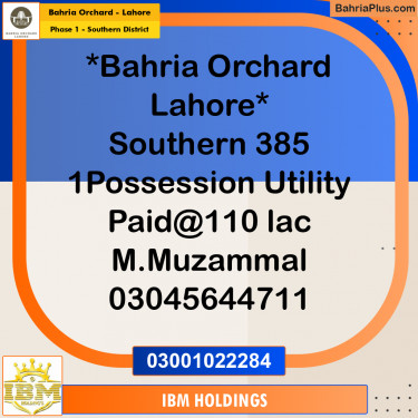 10 Marla Residential Plot for Sale in Phase 1 - Southern District -  Bahria Orchard, Lahore - (BP-253317)