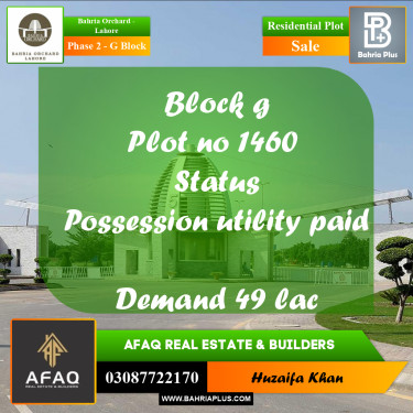 5 Marla Residential Plot for Sale in Phase 2 - G Block -  Bahria Orchard, Lahore - (BP-253318)