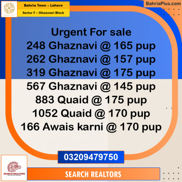 10 Marla Residential Plot for Sale in Sector F - Ghaznavi Block -  Bahria Town, Lahore - (BP-253320)