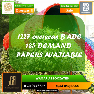 10 Marla Residential Plot for Sale in Overseas B -  Bahria Town, Lahore - (BP-253441)
