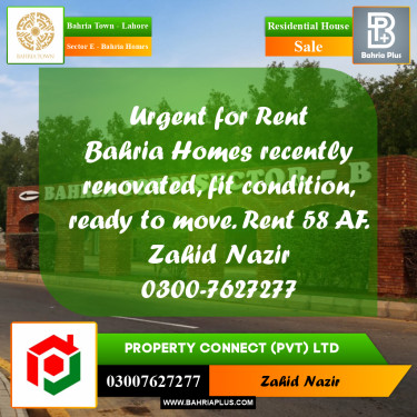 Residential House for Sale in Sector E - Bahria Homes -  Bahria Town, Lahore - (BP-253469)
