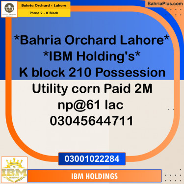 5 Marla Residential Plot for Sale in Phase 2 - K Block -  Bahria Orchard, Lahore - (BP-253481)
