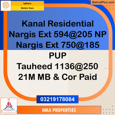1 Kanal Residential Plot for Sale in Bahria Town, Lahore - (BP-253487)