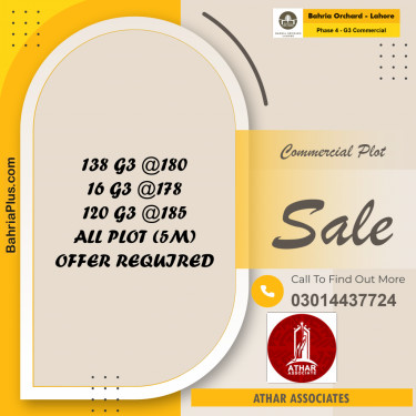 Commercial Plot for Sale in Phase 4 - G3 Commercial -  Bahria Orchard, Lahore - (BP-253488)