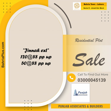 5 Marla Residential Plot for Sale in Sector E - Jinnah Ext. Block -  Bahria Town, Lahore - (BP-253497)