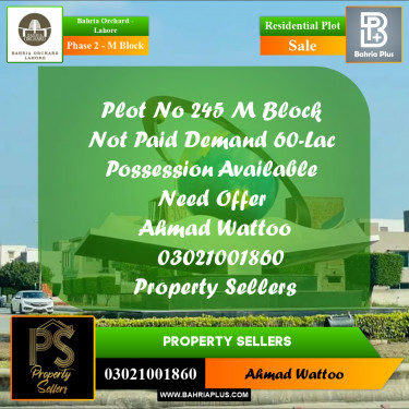 5 Marla Residential Plot for Sale in Phase 2 - M Block -  Bahria Orchard, Lahore - (BP-253522)