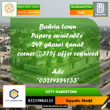 1 Kanal Residential Plot for Sale in Sector B - Ghouri Block -  Bahria Town, Lahore - (BP-253524)