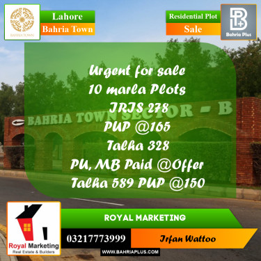 Residential Plot for Sale in Bahria Town, Lahore - (BP-253542)