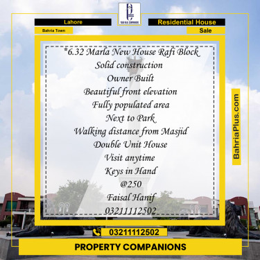 Residential House for Sale in Bahria Town, Lahore - (BP-253548)