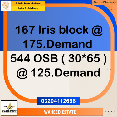 10 Marla Residential Plot for Sale in Sector C - Iris Block -  Bahria Town, Lahore - (BP-253579)