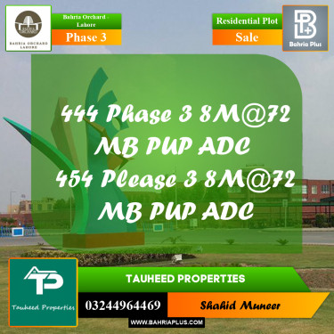 8 Marla Residential Plot for Sale in Phase 3 -  Bahria Orchard, Lahore - (BP-253612)